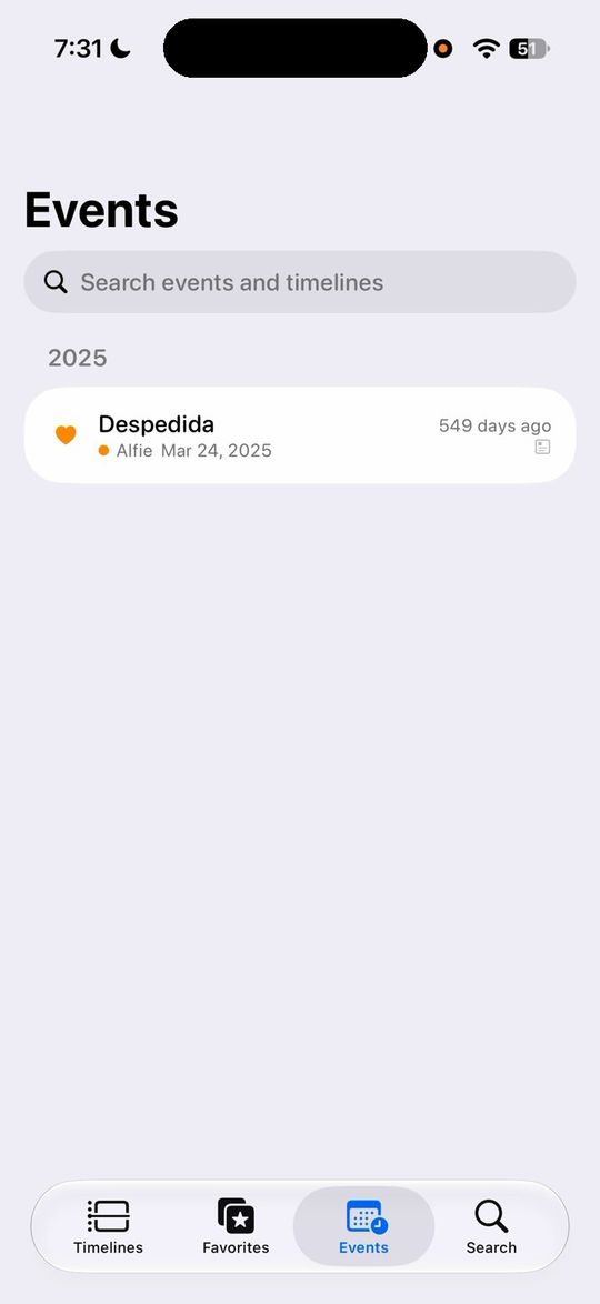 Events: la historia por año.